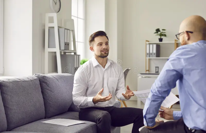 Family discussing insurance